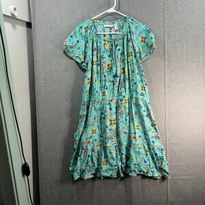 Canyon Retreat Petite Flutter Sleeve Dress with Tassel Turquoise, Petite Large